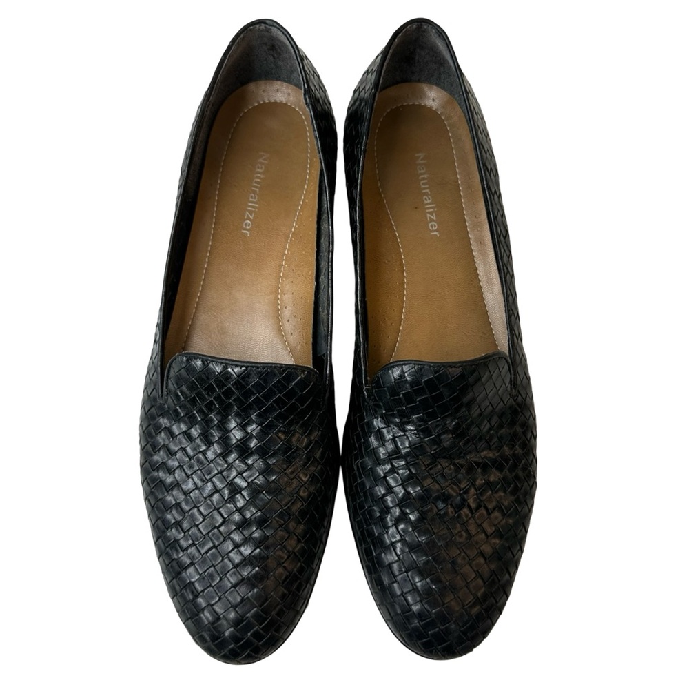 NATURALIZER Classic Black Leather Woven Loafer Women’s Size 10